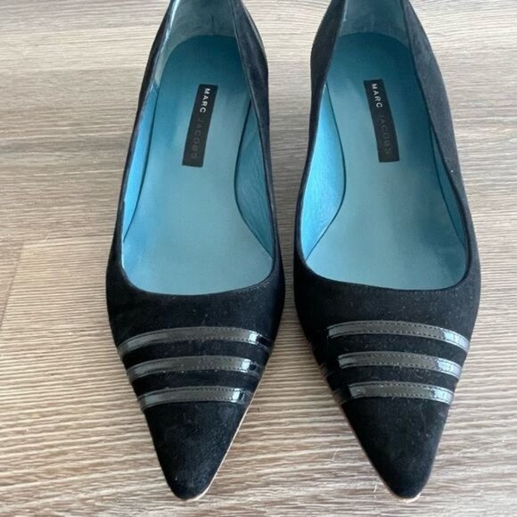 MARC JACOBS Black Suede & Leather Kitten Heel Pointed Toe Size 6 - Picture 16 of 16